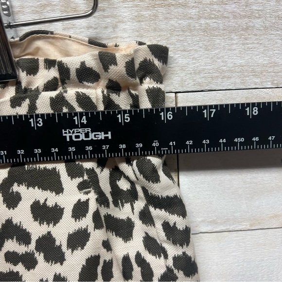 J Crew Crop Pants Womens 8 Linen Blend Leopard Loose Fit Stretch Waist Pockets - Picture 10 of 12